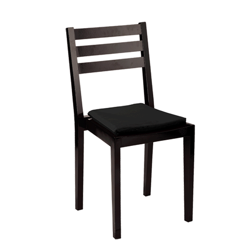 Silla Pirámide negra con asiento de terciopelo negro ignífuga para alquilar