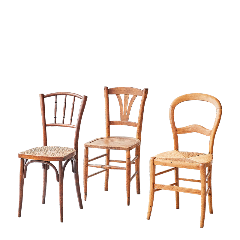 Silla de madera Vintage para alquilar
