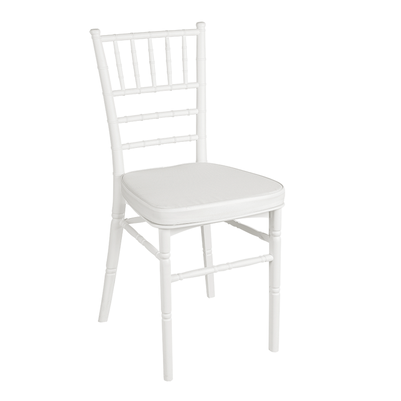 Silla Bambú blanca con asiento blanco para alquilar