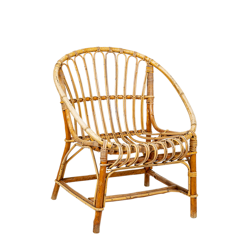 Sillón ratán vintage para alquilar
