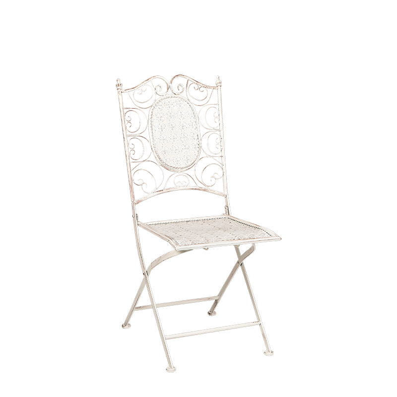 Silla de hierro forjado Chantilly blanca para alquilar