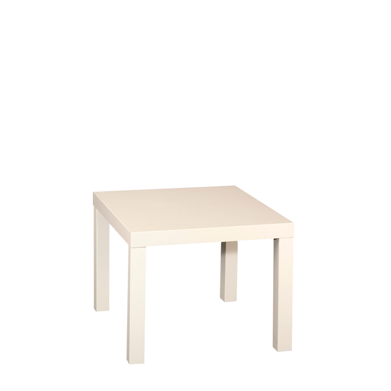 Mesa baja blanca 55 x 55 cm. Alt. 45 cm. para alquilar