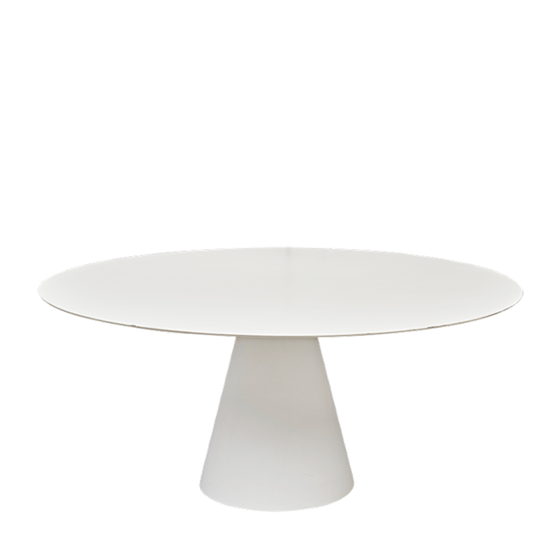 Mesa Icono redonda blanca Ø 160 cm Alt 72 cm para alquilar