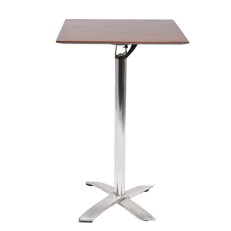 Mesa cóctel alta cuadrada en madera 80 x 80 cm Alt. 111 cm para alquilar