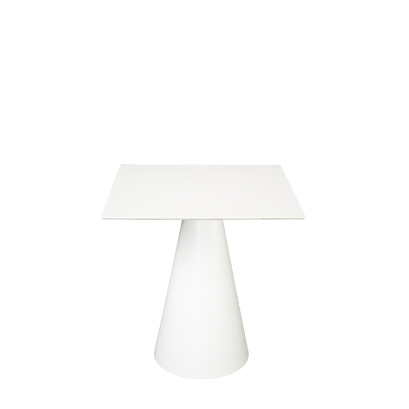 Mesa Icono cuadrada blanca 69 x 69 cm Alt. 72 cm para alquilar