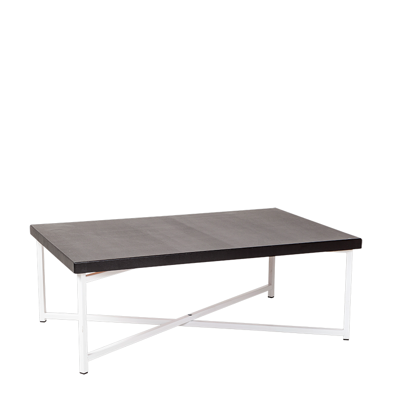 Mesa baja cruzada blanca 64 x 101 cm Alt 35 cm para alquilar
