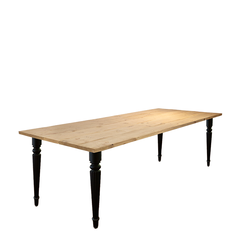 Mesa Natura de roble con patas negras 100 x 240 cm Alt. 73 cm para alquilar