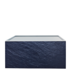 Buffet plegable pizarra con banco de ostras de acero inoxidable para alquilar